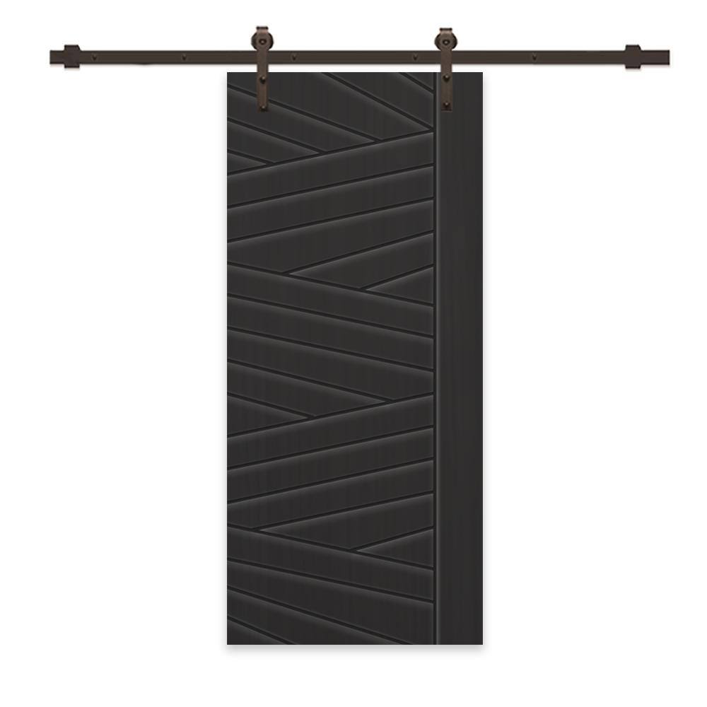 36 in. x 84 in. Black Painted Composite MDF Paneled Interior Sliding Barn Door with Hardware Kit price history on PriceWatchPro