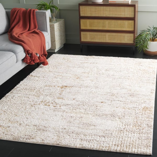 Ravine Shag 8 ft. x 10 ft. Beige/Ivory Distressed Area Rug