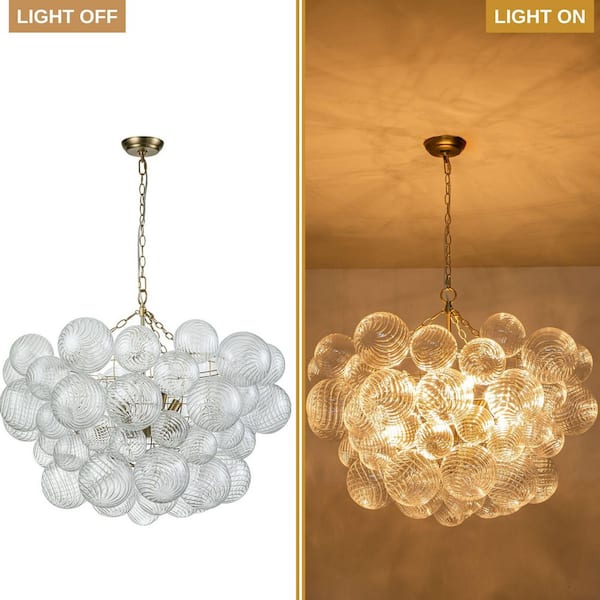 HUOKU Neuvy 8-Light in.W Brushed Brass Modern Bubble Cluster Bowl