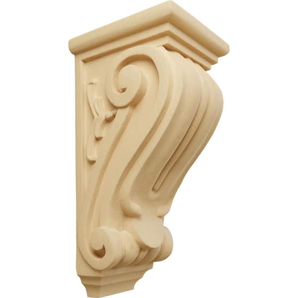 Ekena Millwork 5 in. x 4-1/2 in. x 10 in. Unfinished Wood Alder Medium Classical Corbel