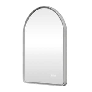 Lindia 24 in. W x 36 in. H Arched Framed Anti-Fog Lighted Wall Mount Bathroom Vanity Mirror in White