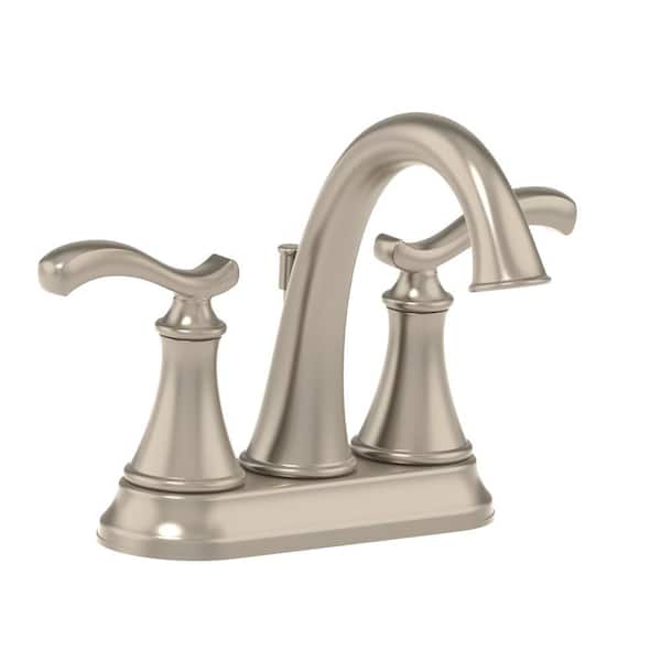 Symmons Sophia 4 in. Centerset 2-Handle Bathroom Faucet with Pop-Up Drain Assembly in Satin Nickel