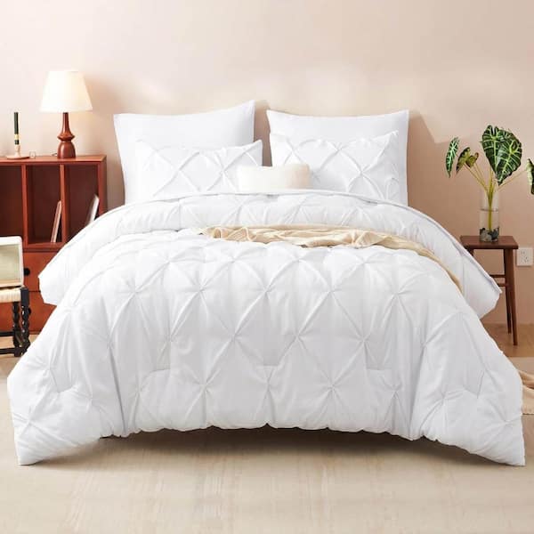 7-Piece King Pintuck Comforter Set - White Bed in a Bag