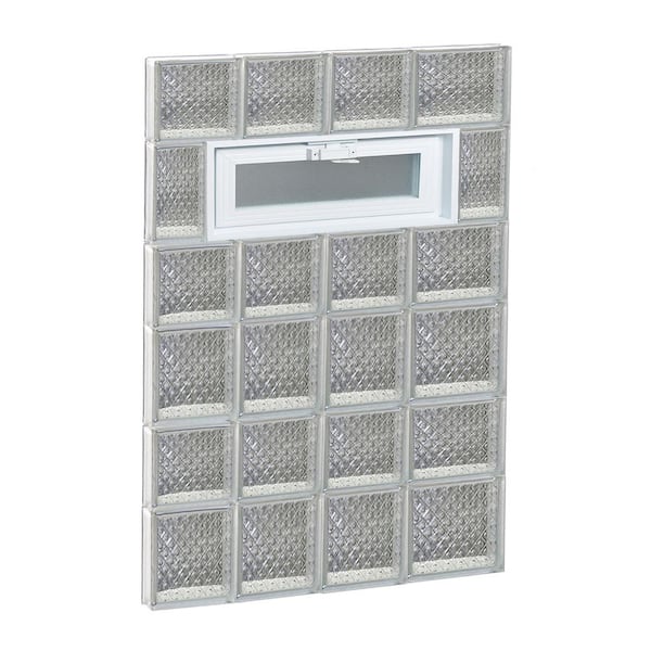 Clearly Secure 25 in. x 40.5 in. x 3.125 in. Frameless Diamond Pattern Vented Glass Block Window