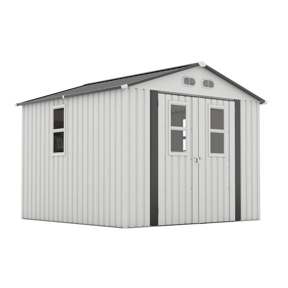8 ft. W x 8 ft. D White Metal Outdoor Storage Shed with Four Windows and Lockable Doors (64 sq. ft. ) price history on PriceWatchPro
