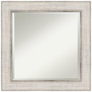 Trellis Silver 25.88 in. W x 25.88 in. H Wood Framed Beveled Bathroom Vanity Mirror in Silver