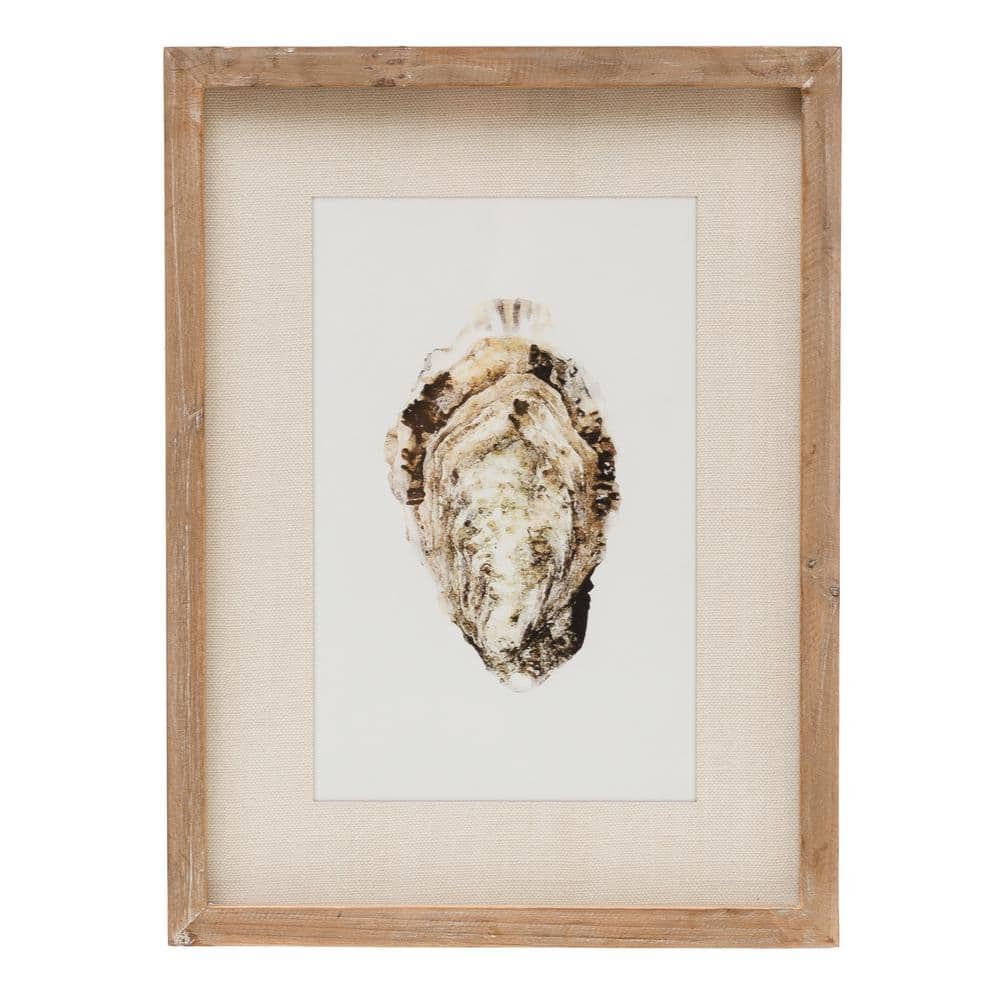 Natural Wood Framed Oyster Print Wall Art Set