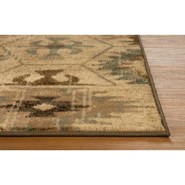 Helena Natural 8 ft. Round Medallion Rustic Area Rug