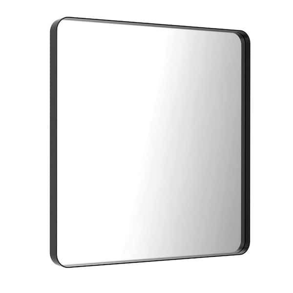36 in. W x 36 in. H Square Aluminum Framed Explosion-Proof Wall Bathroom Vanity Mirror in Black