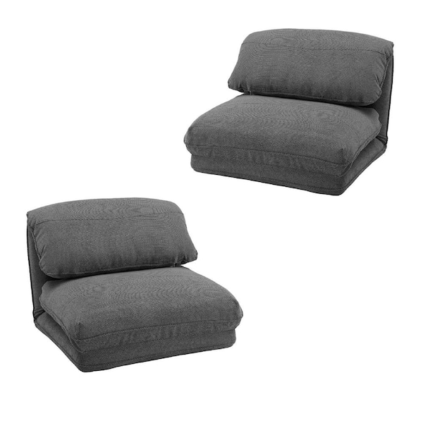 Art Leon COZY Gray Polyester Fabric 5-position Convertible Flip Loung Sleeper Chairs (Set of 2)