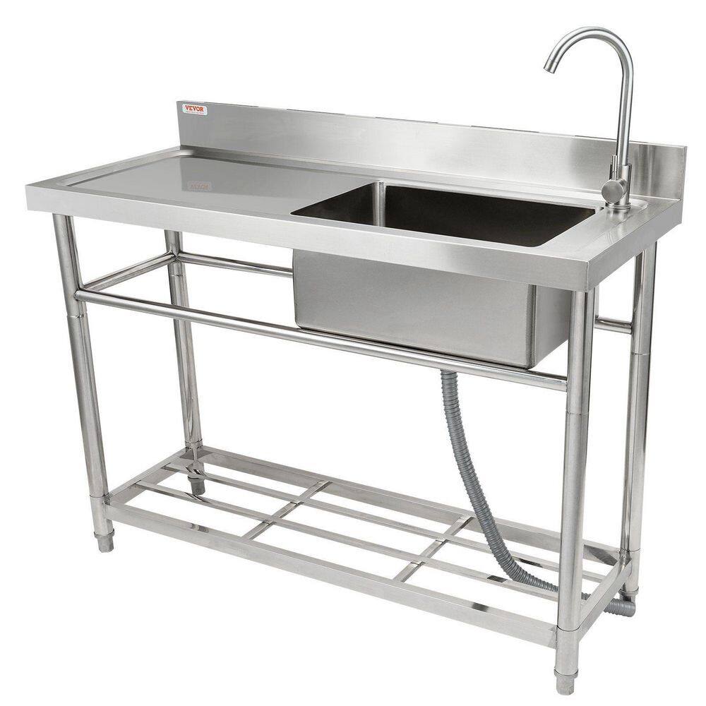 Service Sink LuckByte 39.4 in. Freestanding Stainless Steel Commercial Kitchen Sink ...