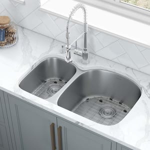 Undermount Stainless Steel 32 in. 16-Gauge 40/60 Double Bowl Kitchen Sink - Right Configuration