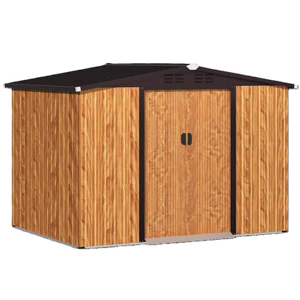 6 ft. W x 8 ft. D Resin Storage Shed, Tools Storage Shed for Garden, Bakcyard, Teak (48 sq. ft. )