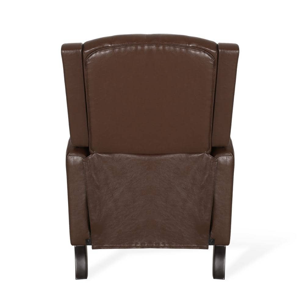 Chic Dark Brown Faux Leather Push-Back Club Recliner
