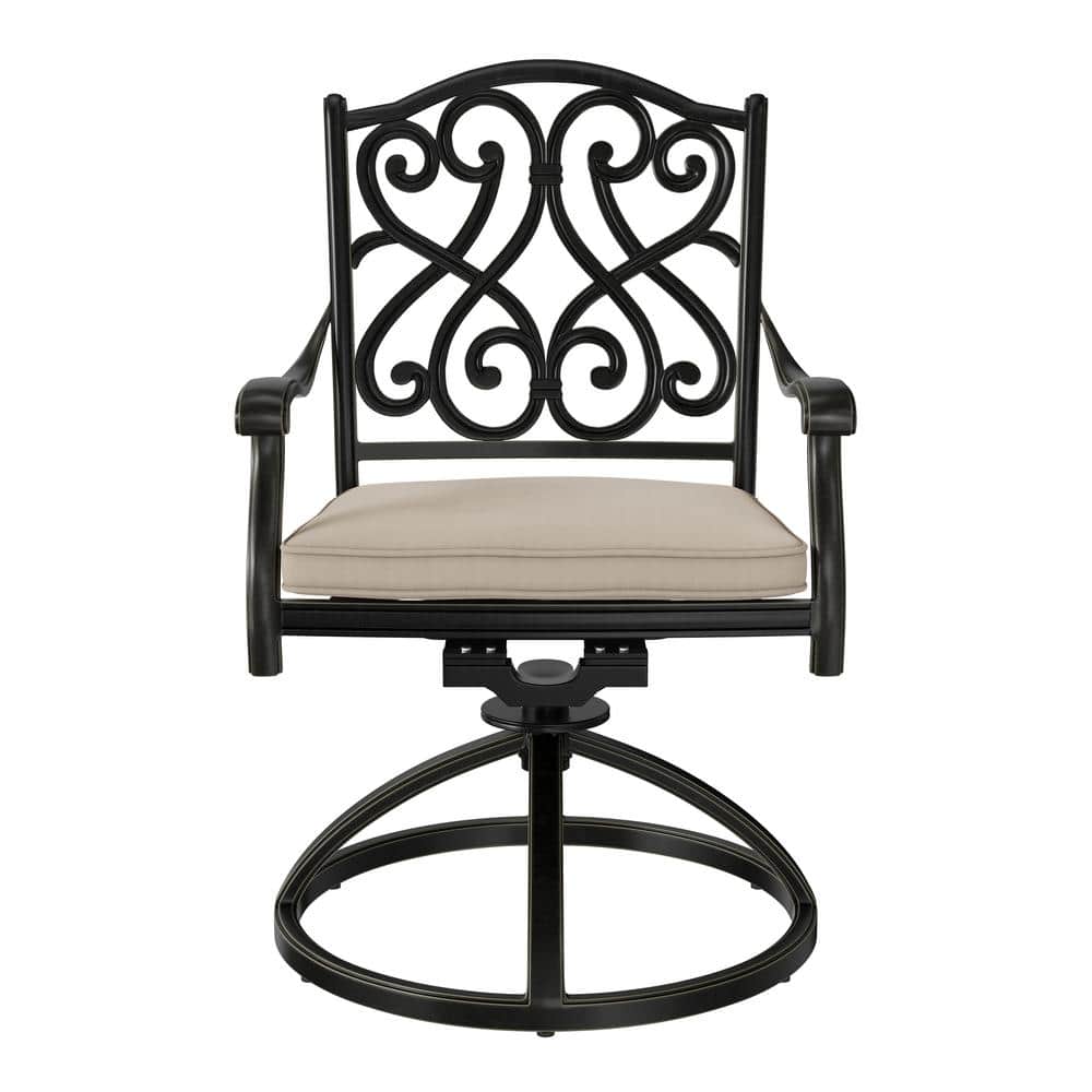 Set of 2 Cast Aluminum Patio Vintage Carved Outdoor Chaise Lounge Swivel Ch