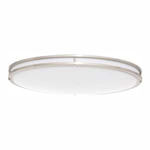 32 in. Brushed Nickel/White Low Profile LED Ceiling Flush Mount