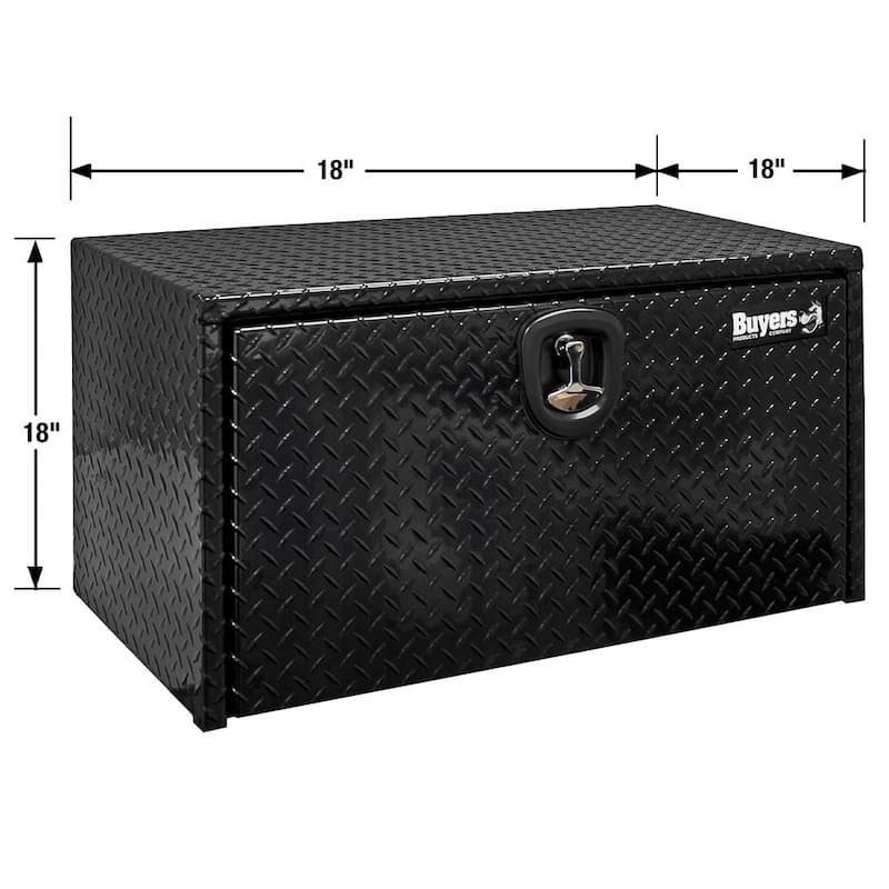 18 in. x 18 in. x 18 in. Gloss Black Diamond Tread Aluminum Underbody Truck Tool Box