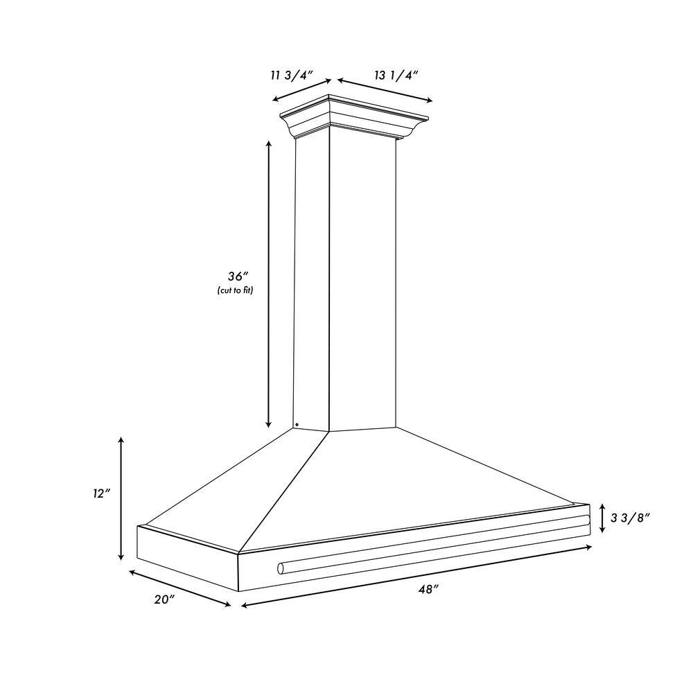 36'' Stainless Steel and Black Matte Convertible Range Hood with Gold Handle