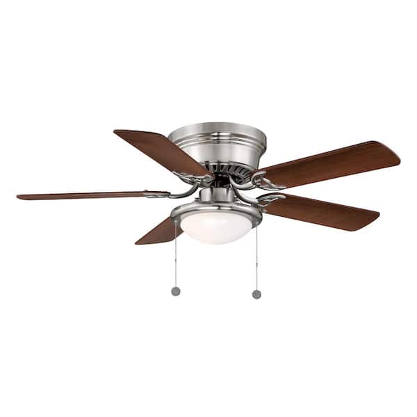 PRIVATE BRAND UNBRANDED Hugger 44 in. LED Indoor Brushed Nickel Ceiling Fan with Light Kit