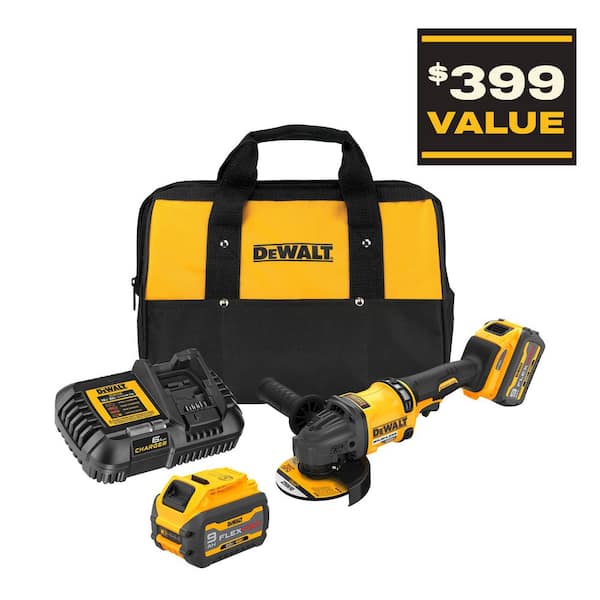 FLEXVOLT 60V MAX Cordless Brushless 4.5 in. - 6 in. Small Angle Grinder and (1) FLEXVOLT 9.0Ah Battery