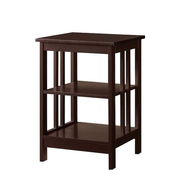 Convenience Concepts Mission 15.75 in. Espresso Standard Height Square Wood Top End Table with Shelves