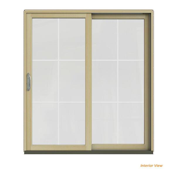 JELD-WEN 72 in. x 80 in. W-2500 Contemporary Desert Sand Clad Wood Left-Hand 6 Lite Sliding Patio Door w/Unfinished Interior