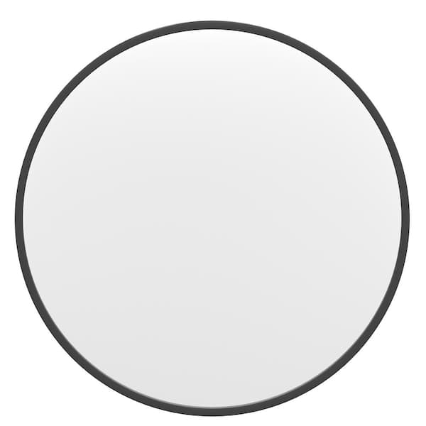 TAYLOR + LOGAN 24 in. W x 24 in. H Modern Round Black Wall Mounted Mirror