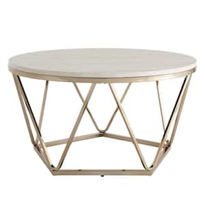 Bernadette 33 in. L White 17.75 in. H Round MDF Coffee Table