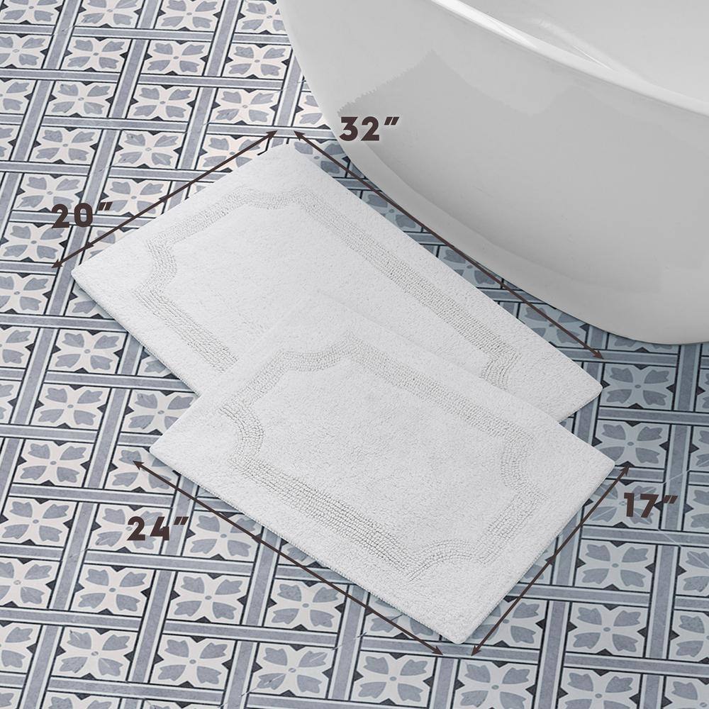 White Cotton Reversible 2-Piece Bath Rug Set