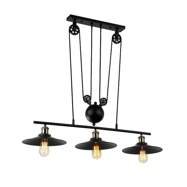 Warehouse of Tiffany Chorne 3-Light Black Chandelier with Shade