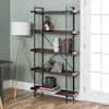 Walker Edison Furniture Company 68 in. Dark Walnut/Black Metal 5-shelf ...