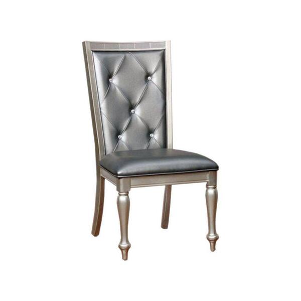 Benjara Contemporary Silver Gray Finish Side Chair (Set of 2)