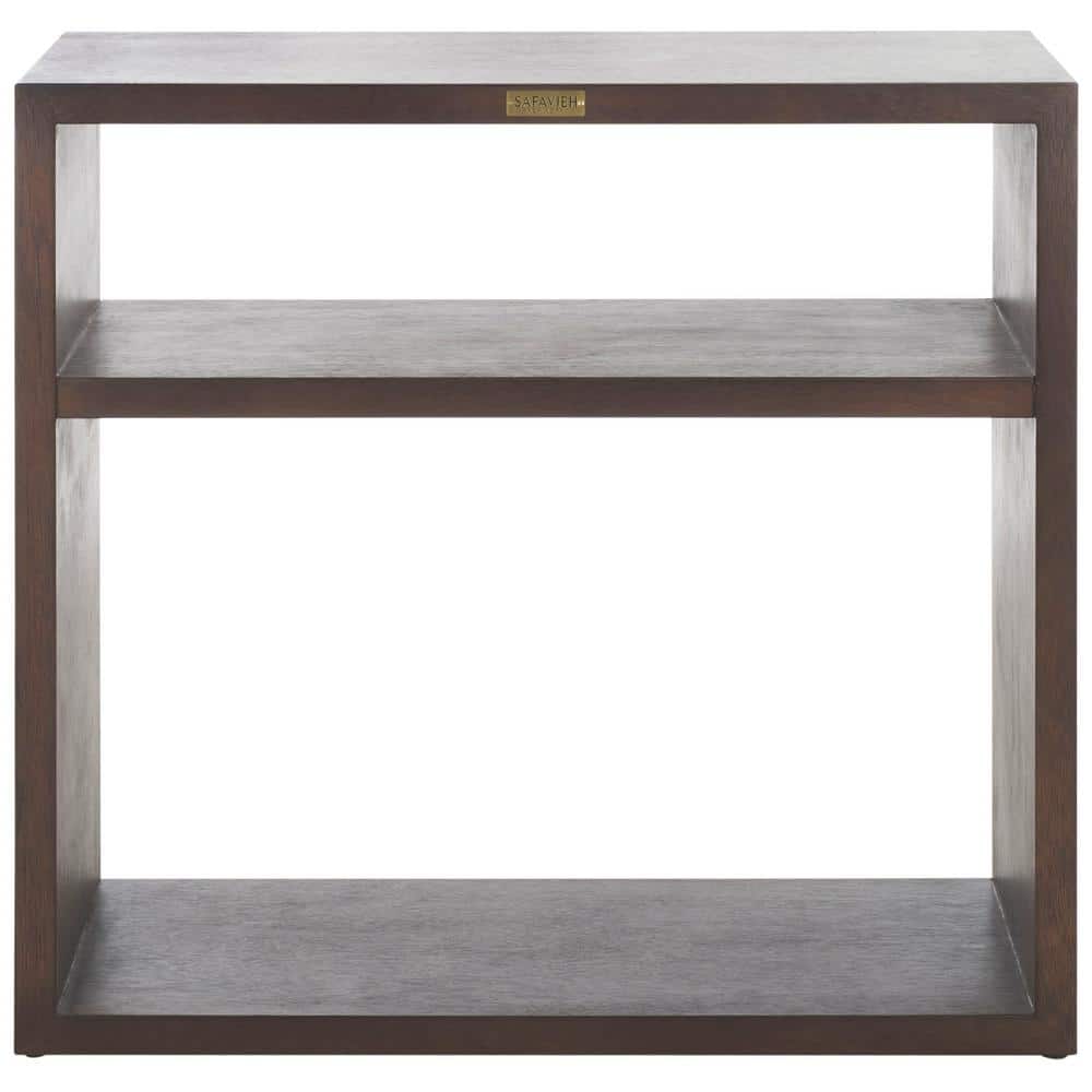 Munson Dark Oak Wood Console Table with Shelves