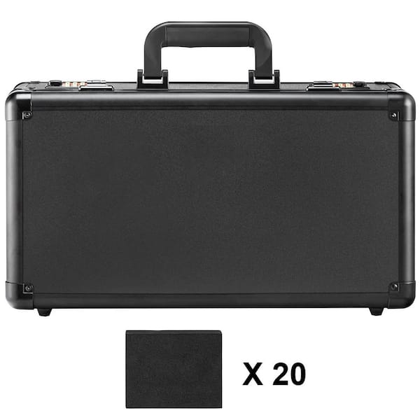 Graded Card Storage Box, 4-Slots, Black, Graded Sports Cards Holder Carrying Case with Coded Lock Foam Dividers