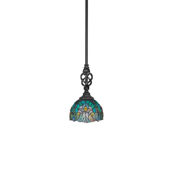Unbranded Bridgewater 100 W 1-Light Matte Black Standard Mini Pendant Light with Glass Shade