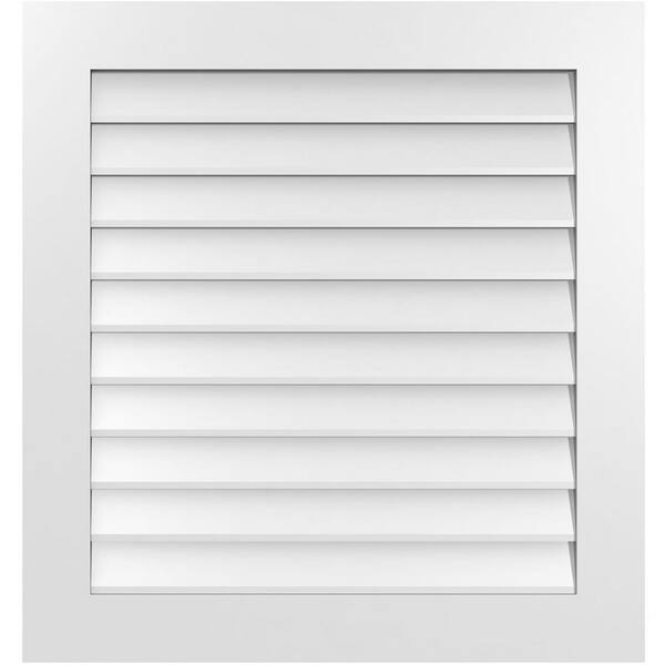 Ekena Millwork 32 in. x 34 in. Vertical Surface Mount PVC Gable Vent: Decorative with Standard Frame