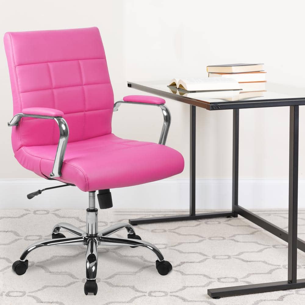 Vinyl Swivel Office Chair in Pink