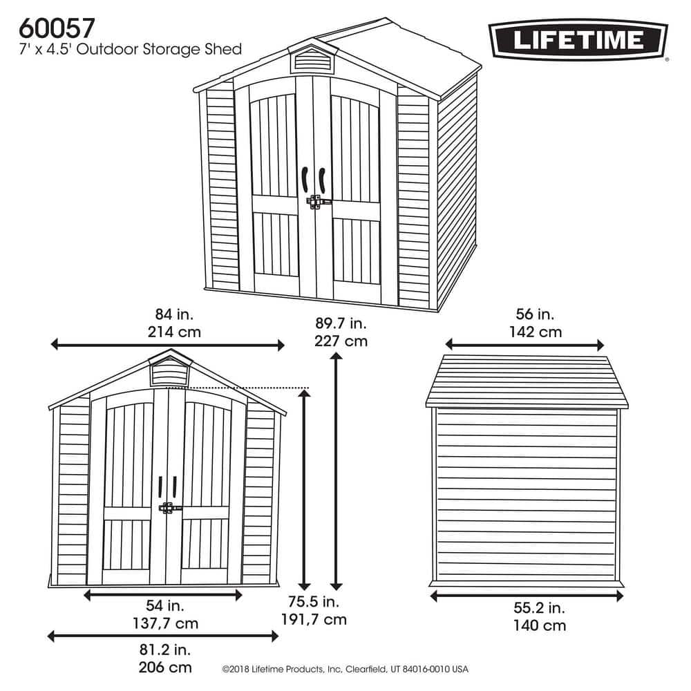 Lifetime 7 x 4.5 ft Brown Polyethylene Storage Shed with Shelving