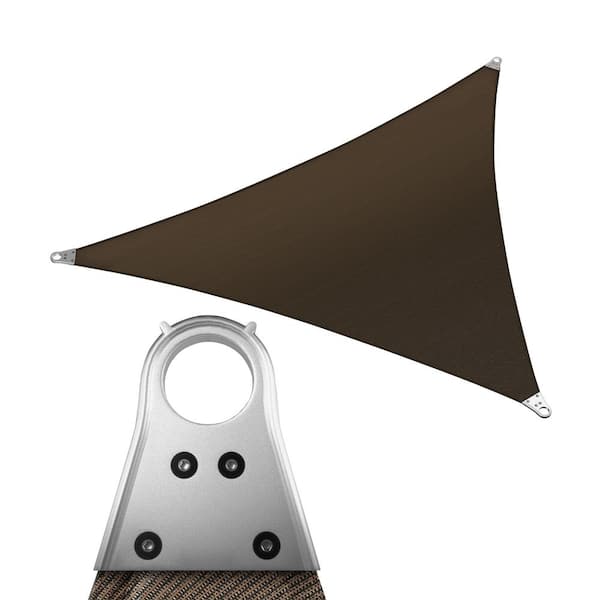 ROYAL SHADE 26 ft. x 26 ft. x 26 ft. Brown Triangle Super Ring Sun Shade Sail Canopy Fabric Cloth