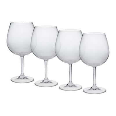 22 oz. Premium Quality Unbreakable Stemmed Acrylic Swirl Clear Glasses (Set  of 4) for All Purpose Red or White Setglass02 - The Home Depot