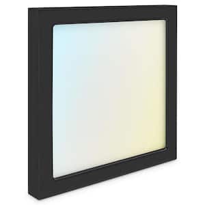 6 in. Square Black Modern Flush Mount Ceiling Light Selectable LED Integrated 15W 1000LM 5CCT 2700K-5000K Dimmable ETL