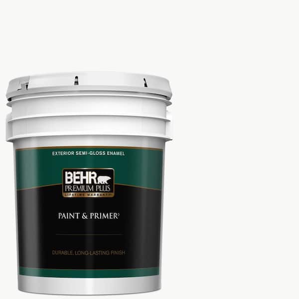 Behr Premium Plus 5 Gal Ultra Pure White Semi-gloss Enamel Exterior Paint Primer-505005 - The Home Depot