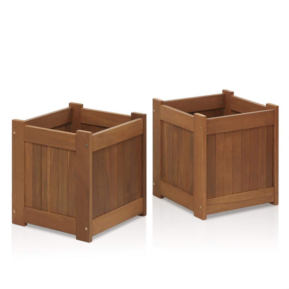 One-Pack Furinno FG16450 Tioman Hardwood Patio Furniture Flower Box in Teak Oil