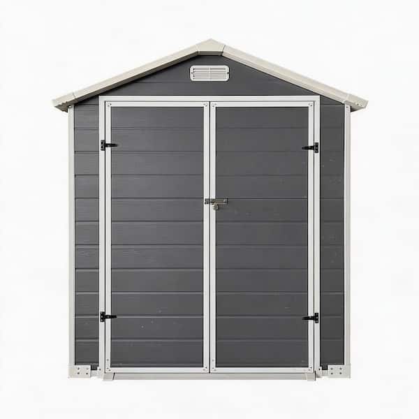 6 ft. W x 4 ft. D Plastic Shed with Floor, Lockable Door, Window and Vent for Outdoor Storage (24 sq. ft.)