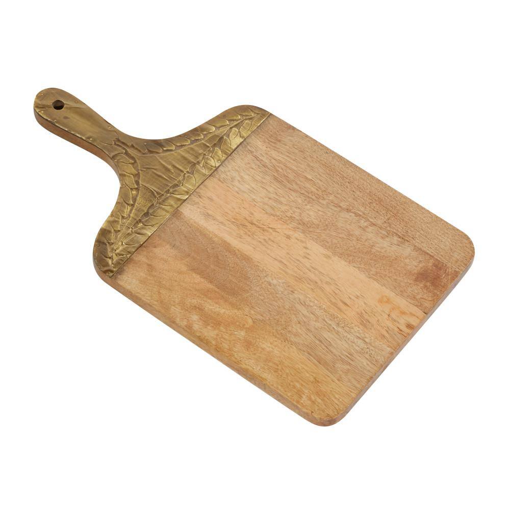 Brown Mango Wood Cutting Board with Brass Handle