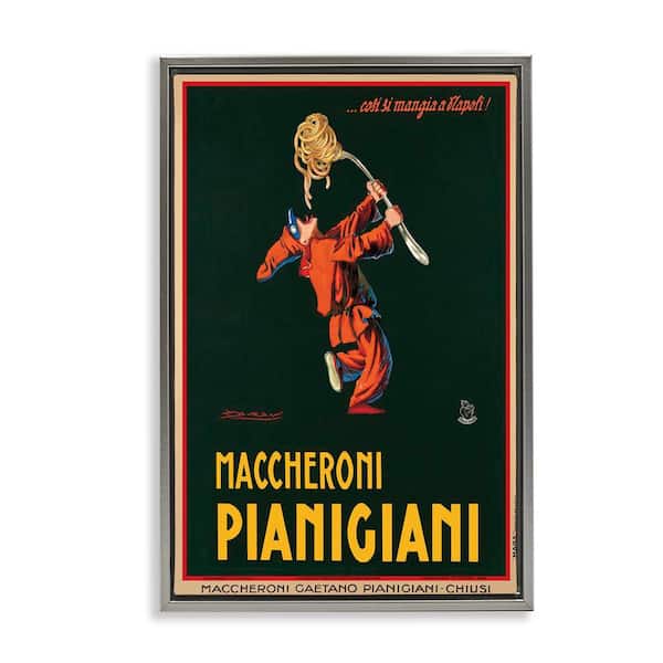Stupell Industries Maccheroni Vintage Ad by Vintage Poster Gray Floater Frame Food Graphic Art Print 31 in. x 21 in.