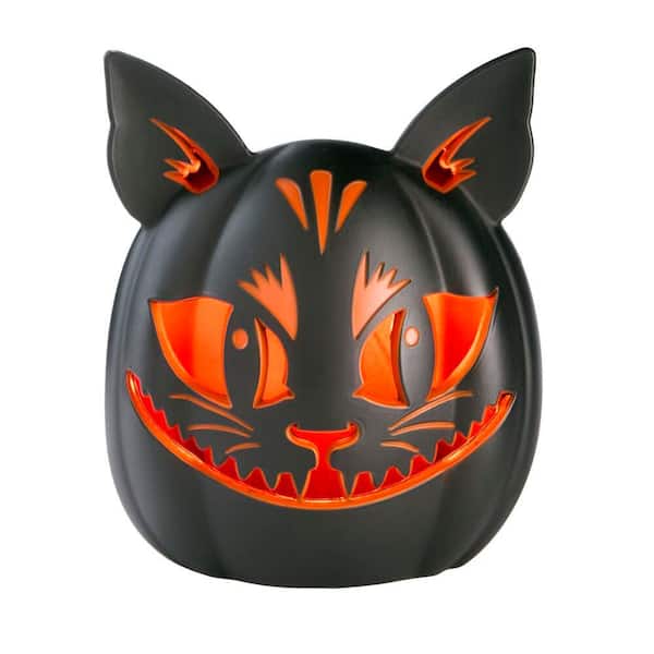 10 in. Halloween Classics Plug-in LED Black Cat Jack-O-Lantern