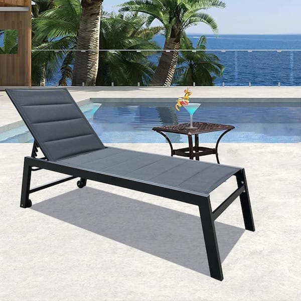 Satico 75 in. Outdoor Patio 5-Position Adjustable Aluminum Chaise ...