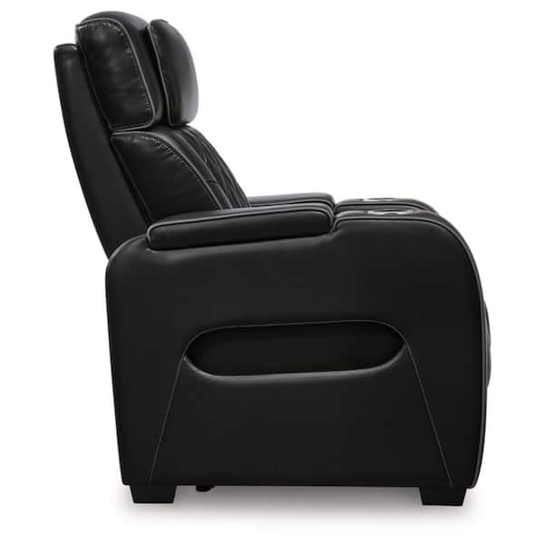 Boyington Black Leather Match Zero Gravity Power Recliner with Storage and Adjustable Headrest