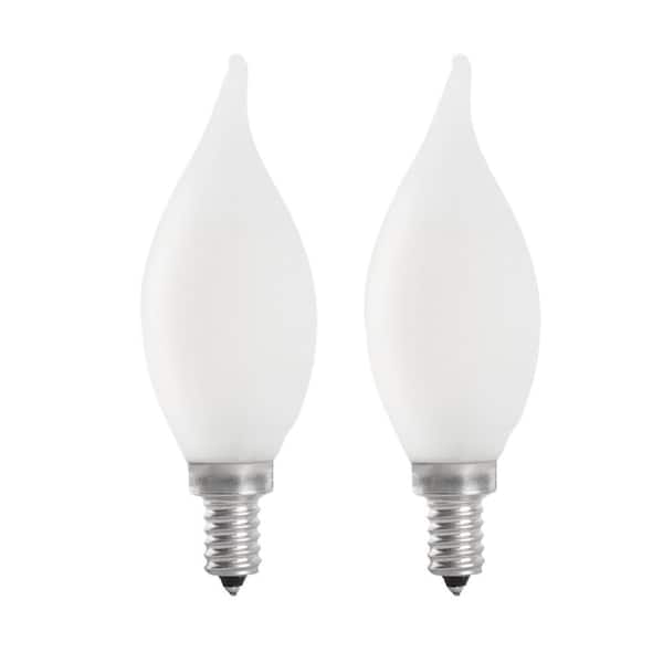 Feit Electric 40-Watt Equivalent BA10 E12 Candelabra Dimmable Filament CEC Frosted Glass Chandelier LED Light Bulb Soft White (2-Pack)